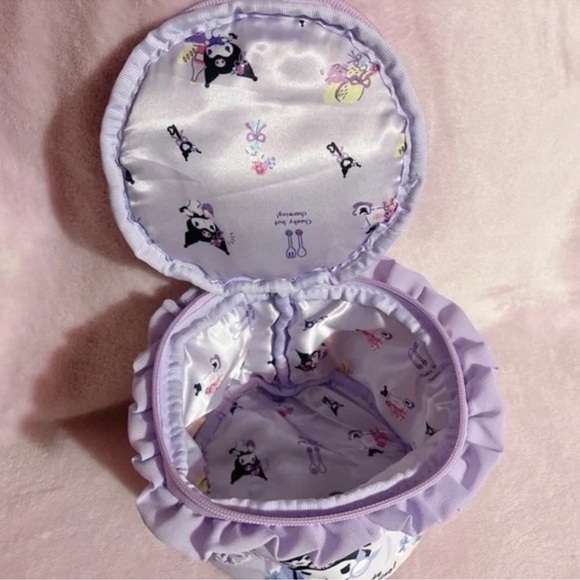 Sanrio Kuromi Round Floral Lavender Vanity Pouch Bag - Picture 6 of 8